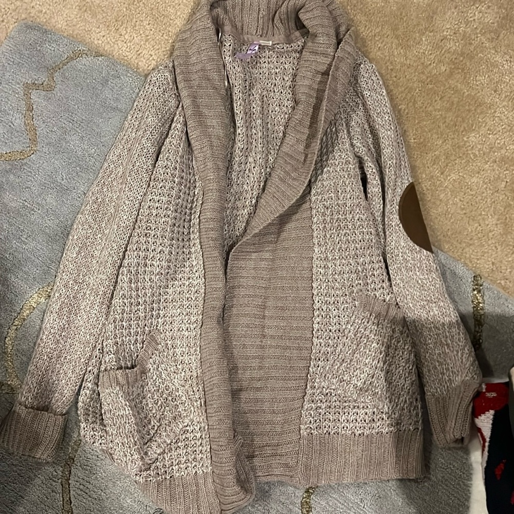 Alya open front cardigan with elbow patches